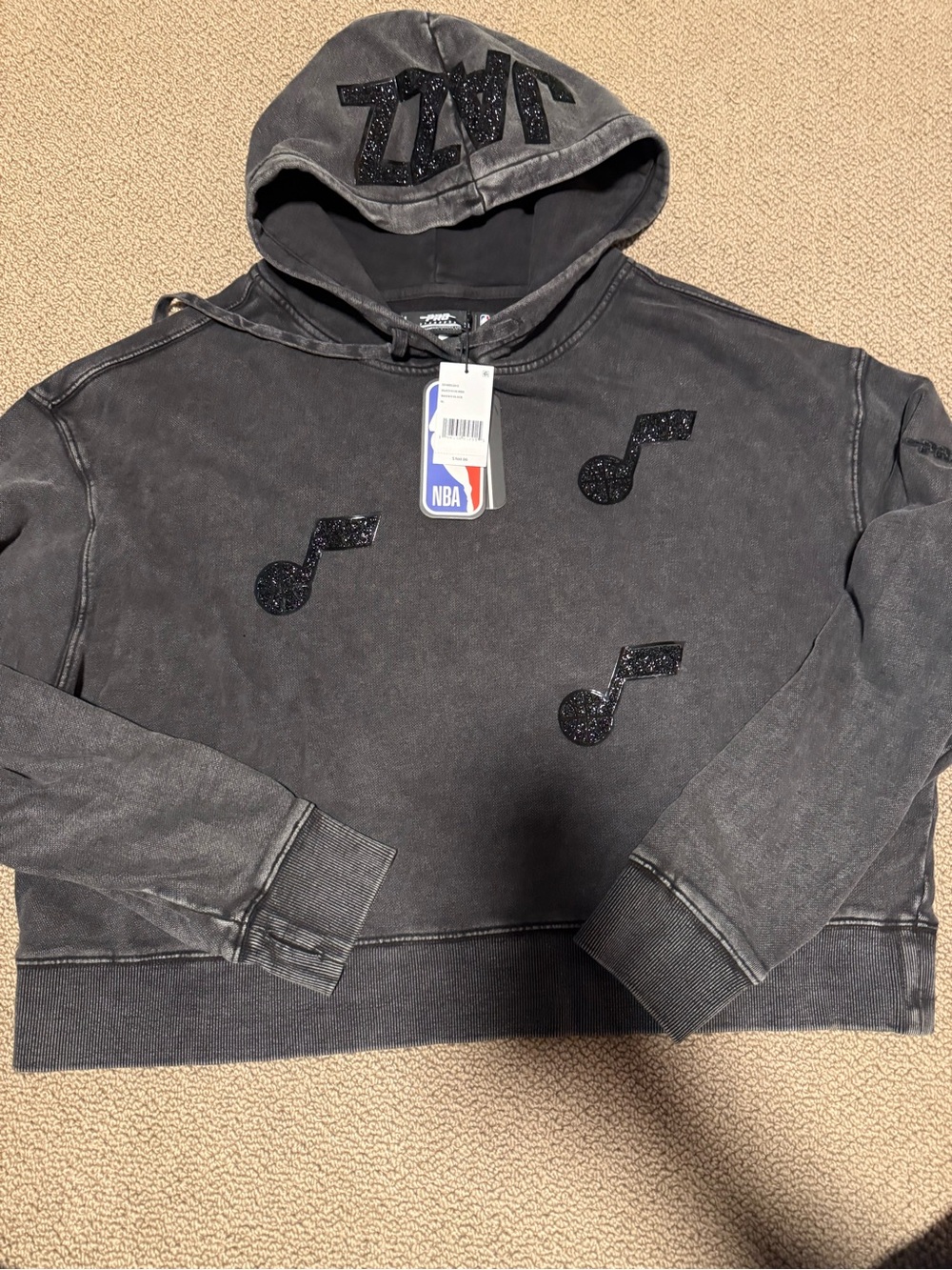 NBA jazz Black Glitter Music Note Hoodie